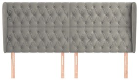 Κεφαλάρι με Πτερύγια Ανοιχτό Γκρι 183x23x118/128 εκ. Βελούδινο - Γκρι