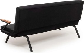 Τριθέσιος Καναπές Κρεβάτι Μαύρο NAGAN 64x180x78