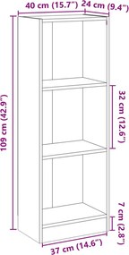 vidaXL Βιβλιοθήκη με 3 Ράφια Λευκή 40x24x109 εκ. Επεξεργασμένο Ξύλο