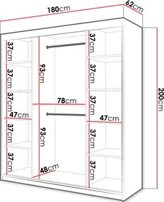 Ντουλάπα συρόμενη 180 Riflo Slim 2-Leuko