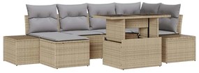 vidaXL Σετ Καναπέ Κήπου με μαξιλάρι 7 pcs μπεζ και ανοιχτό γκρι
