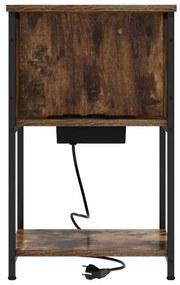vidaXL Κομοδίνο Καπνιστή δρυς 38 x 31 x 61 εκ Επεξεργασμένο ξύλο