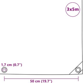 vidaXL Μουσαμάς 650 γρ./μ.² Πράσινος 3 x 5 μ.