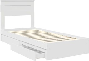 vidaXL Κρεβάτι Αποθήκης Λευκό 75 x 190 cm Επεξεργασμένο ξύλο