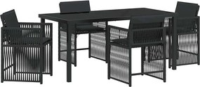 vidaXL Σέτ φαγητού για κήπο 5 pcs Μαύρο συνθετικό ρατάν