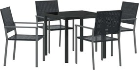 vidaXL Σέτ φαγητού για κήπο 5 pcs Μαύρο Ράτα PE