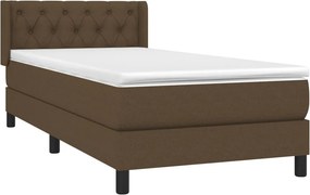 vidaXL Κρεβάτι Boxspring με Στρώμα Σκούρο Καφέ 80x200 εκ. Υφασμάτινο