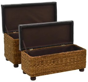 vidaXL Σετ Πάγκων 2 Τεμάχια Καφέ από Seagrass