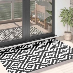 vidaXL Χαλί εξωτερικού χώρου ARAKIL Λευκό και μαύρο 120x180 cm PP
