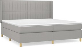 vidaXL Κρεβάτι Boxspring με Στρώμα Ανοιχτό Γκρι 200x200 εκ. Υφασμάτινο