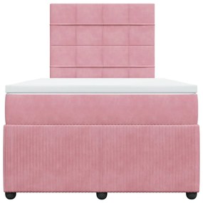 Κρεβάτι Boxspring με Στρώμα Ροζ 120x190 εκ. Βελούδινο 3292291