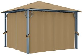 vidaXL Κιόσκι με Κουρτίνα Taupe 300 x 300 εκ. Αλουμινίου