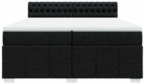 vidaXL Κρεβάτι Boxspring με Στρώμα Μαύρο 200x200 εκ. Υφασμάτινο