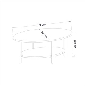 Τραπέζι Σαλονιού - Elis - Χρώμα Δρυς Λευκό - 90χ60χ36εκ