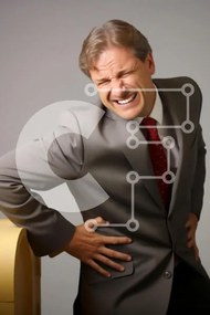 Intra Συλλεκτικό Ξύλινο Παζλ Plywood 4mm - Επιχειρηματίας που βιώνει πόνο στην πλάτη Σε Ξύλινο Κουτί - Διαστάσεις Puzzle: 10x10 cm – 25 κομμάτια