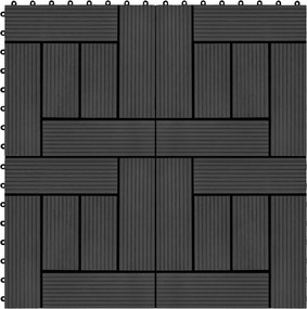 vidaXL Πλάκα Κατασκευής 11 pcs Μαύρο 30 x 30 cm WPC