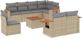 vidaXL Patio Sofa Set 8-θέσια Beige and Grey