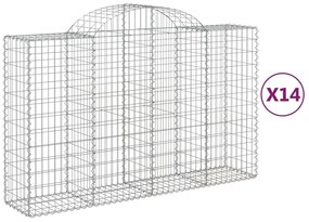 vidaXL Συρματοκιβώτια Τοξωτά 14 τεμ. 200x50x120/140 εκ. Γαλβαν. Ατσάλι