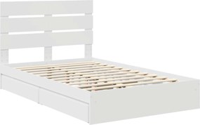 vidaXL Κρεβάτι Αποθήκης Λευκό 135 x 190 cm Επεξεργασμένο ξύλο