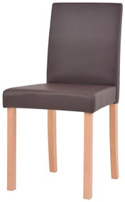 Τραπεζαρία &amp; Καρέκλες 7 τεμ. Καφέ Συνθετικό Δέρμα / Ξύλο Δρυός - Καφέ