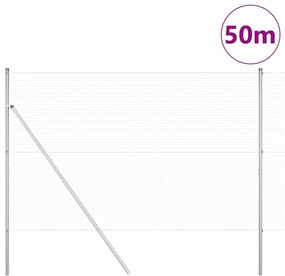 vidaXL Φράχτης με Στήλες. Ασημί 1.5 x 50 m Ατσάλι