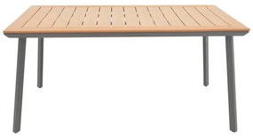 Τραπέζι Griffith Ανθρακί αλουμίνιο και plywood σε φυσική απόχρωση 160x80x74εκ 160x90x74 εκ.