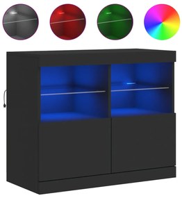 vidaXL Μπουφές με LED Μαύρος 81 x 37 x 67 εκ.