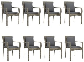 vidaXL Σετ Τραπεζαρίας Κήπου 9 τεμ Μαύρο&Γκρι Συνθ. Ρατάν με Μαξιλάρια