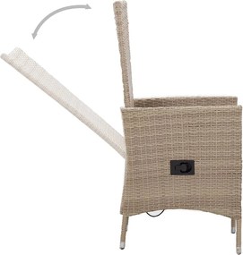 vidaXL Σετ Τραπεζαρίας Κήπου 3 Τεμαχίων Μπεζ με Μαξιλάρια