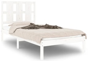 vidaXL Πλαίσιο Κρεβατιού Λευκό 75x190 εκ. Μασίφ Ξύλο Small Single