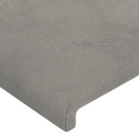 Κεφαλάρι με Πτερύγια Ανοιχτό Γκρι 163x23x118/128 εκ. Βελούδινο - Γκρι