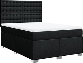 vidaXL Κρεβάτι Boxspring με Στρώμα Μαύρο 140x200 εκ. Υφασμάτινο