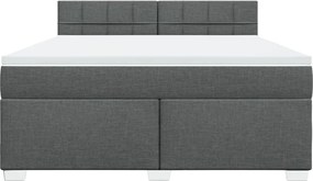 vidaXL Κρεβάτι Boxspring με Στρώμα Σκούρο Γκρι 180x200 εκ Υφασμάτιν