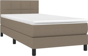 vidaXL Κρεβάτι Boxspring με Στρώμα &amp; LED Taupe 100x200 εκ. Υφασμάτινο