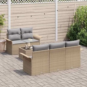 vidaXL Σετ Καναπέ Κήπου 6 pcs Μπεζ Πολυ ράταν