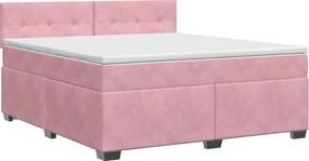 vidaXL Κρεβάτι box spring με στρώμα Ροζ 140 x 190 cm Βελούδο
