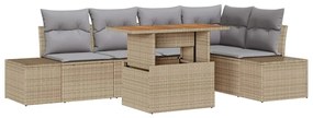 vidaXL Σετ Καναπέ Κήπου με αποθήκευση 6 pcs Μπεζ Πολυ ράταν