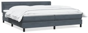 Box Spring Κρεβάτι με στρώμα Σκούρο γκρι 180x220 εκ. Βελούδινο - Γκρι