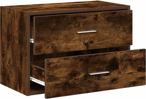 vidaXL Ντουλάπι με 2 συρτάρια Καπνιστή Δρυς 60x31x40εκ. από Επεξ. Ξύλο