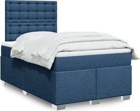 vidaXL Κρεβάτι Boxspring με Στρώμα Μπλε 120x190 εκ. Υφασμάτινο