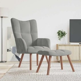 vidaXL Πολυθρόνα Relax Ανοιχτό Γκρι Βελούδινη με Σκαμπό