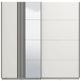 Ντουλάπα με Καθρέφτη Ascalon 220 OG Λευκό - Μαύρο - Λευκό Μάτ 220x61x217 εκ. 220x61x217 εκ.