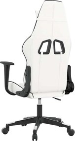 VidaXL Καρέκλα Gaming Μασάζ Λευκό/Μαύρο από Συνθετικό Δέρμα