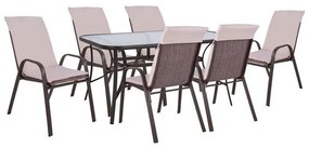 Σετ κήπου Τραπεζαρία HM10572.02 7 τεμ Μεταλλικό Καφέ με Τραπέζι 150x90x72 εκ. &amp; 6 Καρέκλες με Μαξιλάρι