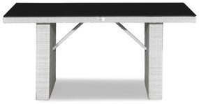 Τραπέζι εξωτερικού χώρου Comfort Garden 1322, 67x85x145cm, Γκρι, Επεξεργασμένο γυαλί, Πλαστικό ψάθινο, Μέταλλο