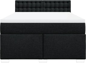 vidaXL Κρεβάτι Boxspring με Στρώμα Μαύρο 140x190 εκ. Υφασμάτινο