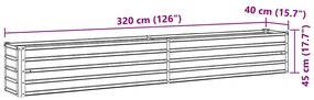 Ζαρντινιέρα Υπερυψωμένη Καφέ 320x40x45 εκ. Γαλβανισμ. Χάλυβας - Καφέ