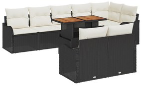 vidaXL Σετ Καναπέ Κήπου 9 κομματιών με Μαξιλάρια Μαύρο Συνθετικό Ρατάν