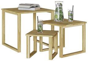 vidaXL τραπέζι 3 pcs Φυσικό Εμποτισμένο Ξύλο Πεύκου
