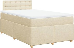 vidaXL Κρεβάτι Boxspring με Στρώμα Κρεμ 120x200 εκ. Υφασμάτινο